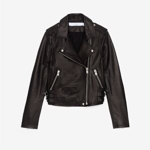 IRO Asheville Black Lamb Leather Moto Jacket Asymmetrical Design